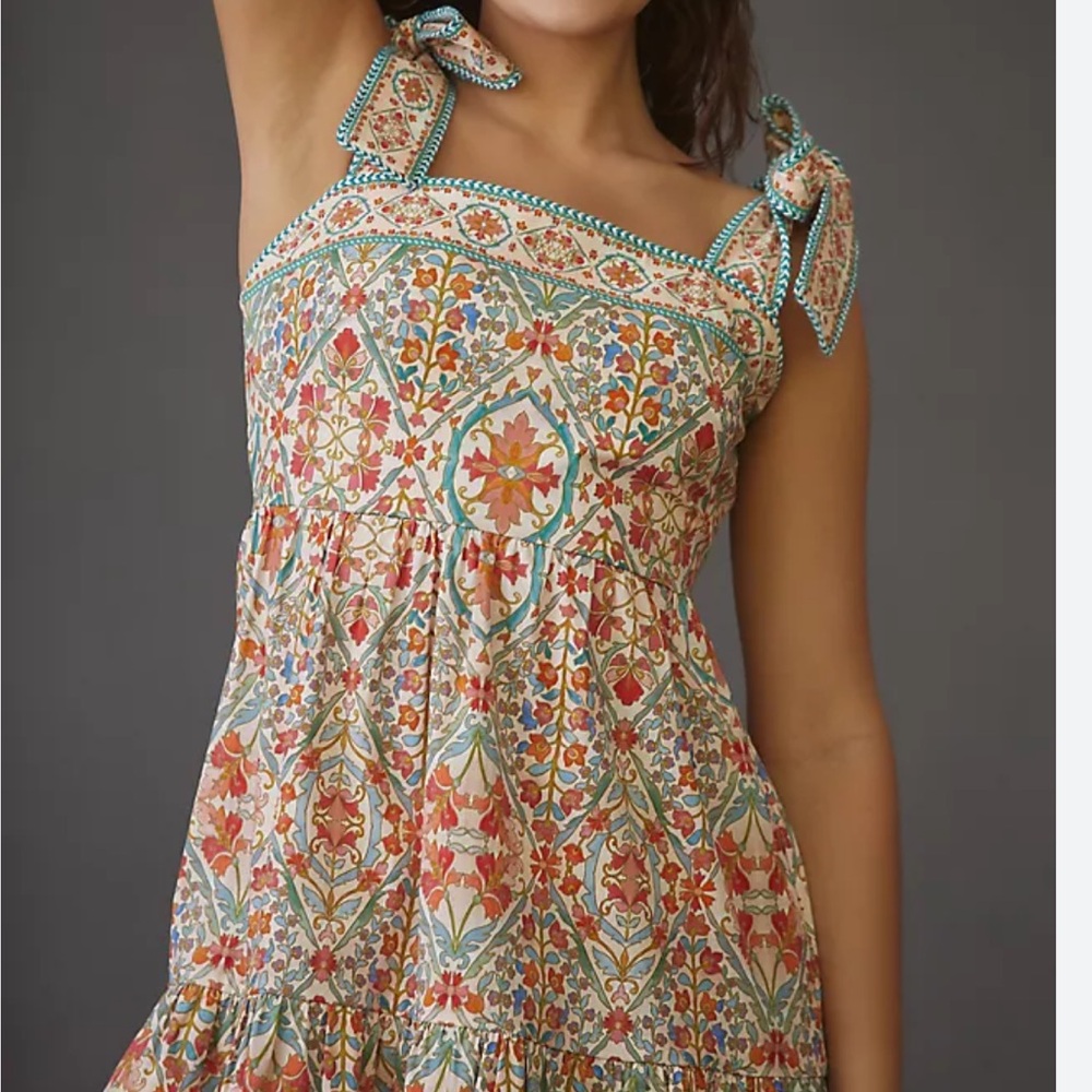 Shoshanna Faye Tiered Square-Neck Mini Dress